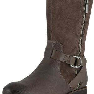 SoftWalk Women's Marlowe Combat Boot Brown Leather Knee-High Boots